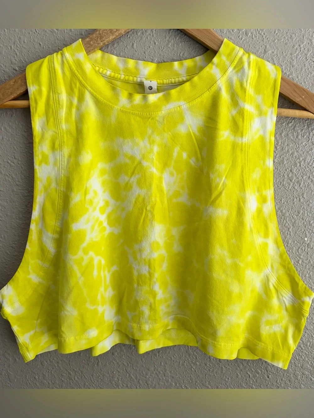 Lululemon All Yours Cropped Pima Cotton Tank Top Tie Dye Highlight Yellow 8